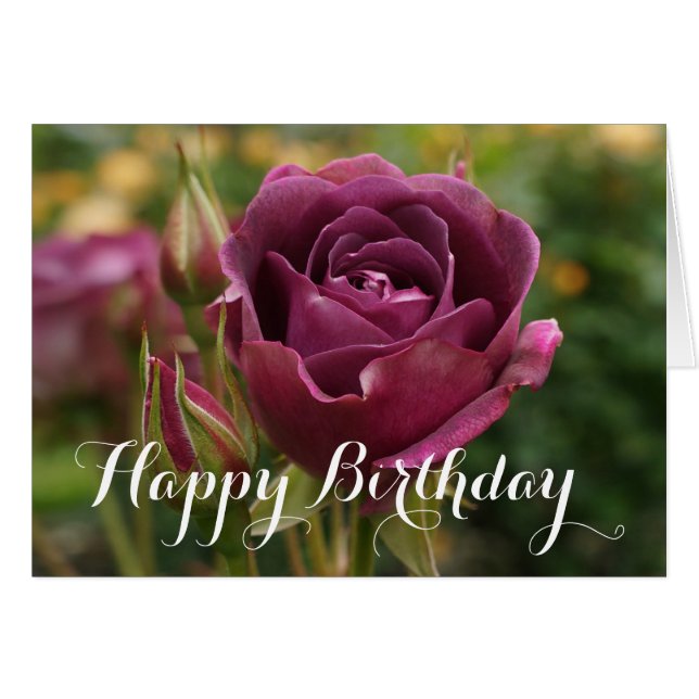 Bonne carte Rose Iceberg Bourgogne #1-2 Anniversai (Devant horizontal)