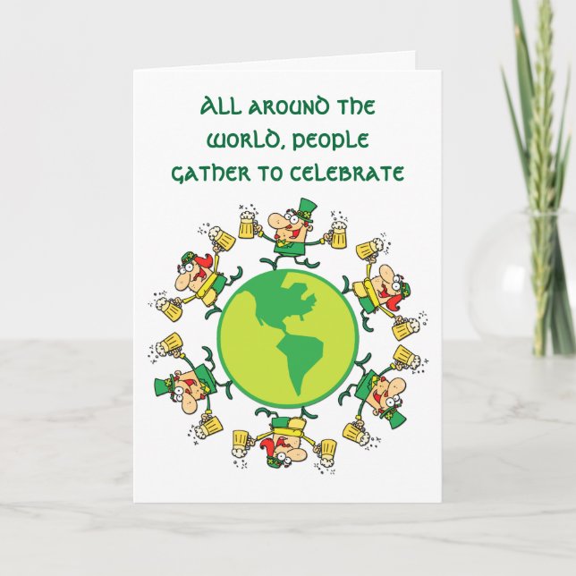 Bonne carte St Patrick's Day : Leprechauns avec bi (Devant)