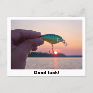 Bonne chance de pêche carte postale