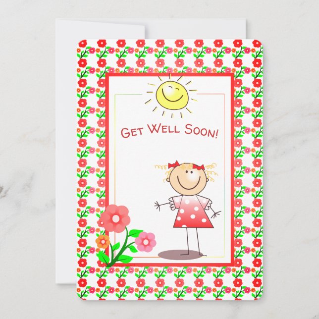 Bonne Chance Fille Mignonne Et Carte Sunshine Bien (Devant)