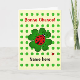 Bonne Chance viel Glück hinzufügen Namen ladybird Karte