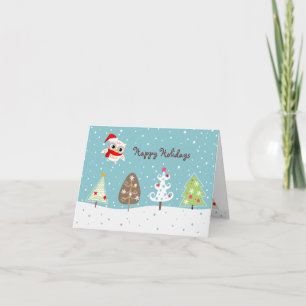 Bonne Chouette des neiges et carte de voeux d'arbr
