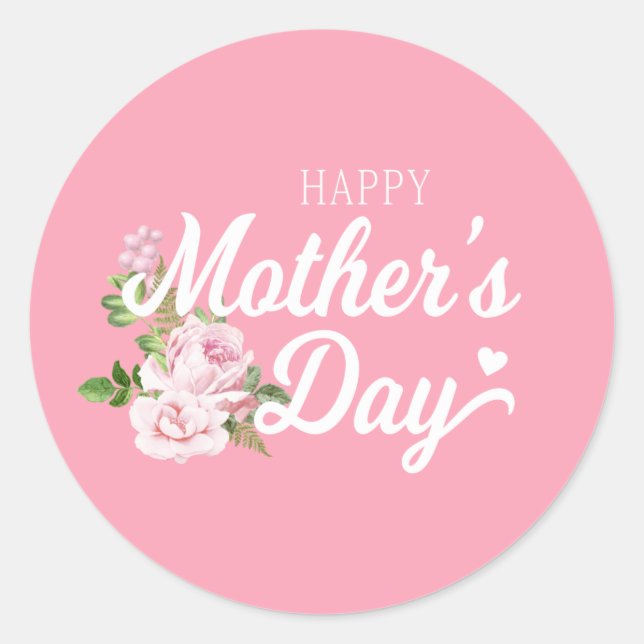 Bonne fête des mères aux roses roses | Sticker (Devant)