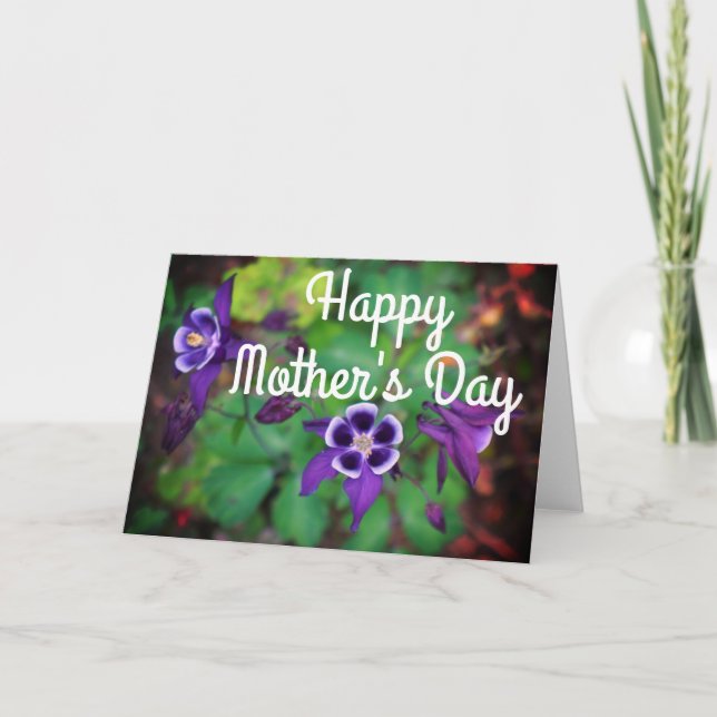 Bonne fête des mères Carte des fleurs pourpres de  (Devant)