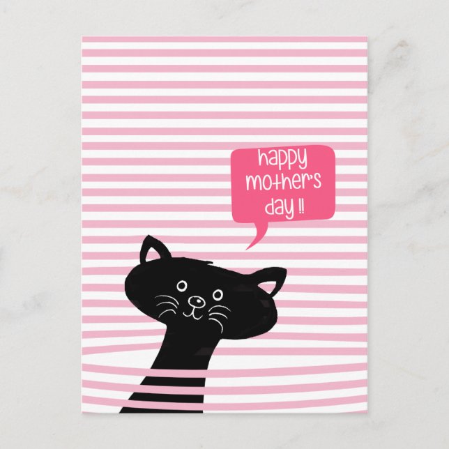 Bonne fête des mères mignonne Black Cat Carte post (Devant)