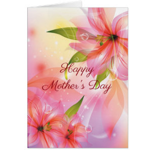 Bonne fête des mères rose florale 5x7 carte