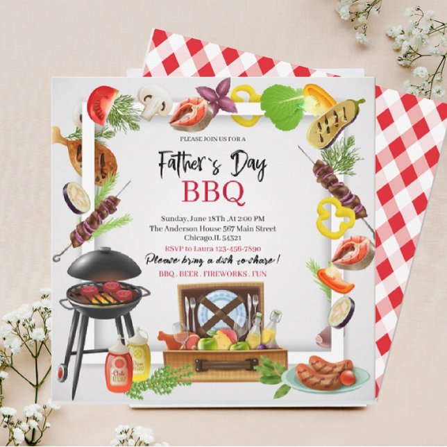 Bonne fête des pères barbecue aquarelle Invitation (Créateur téléchargé)