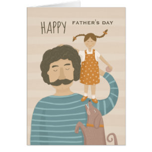 Bonne fête des pères. Papa fille et mignon chien d