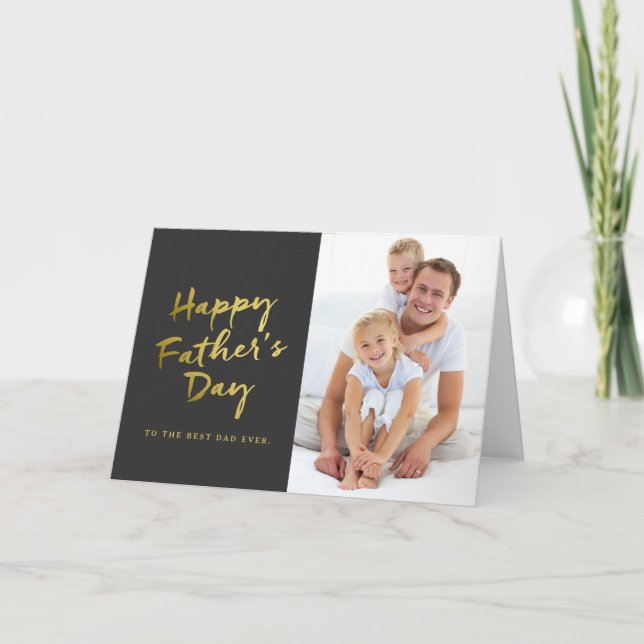 Bonne Fête des pères pliée Carte photo | Black (Devant)