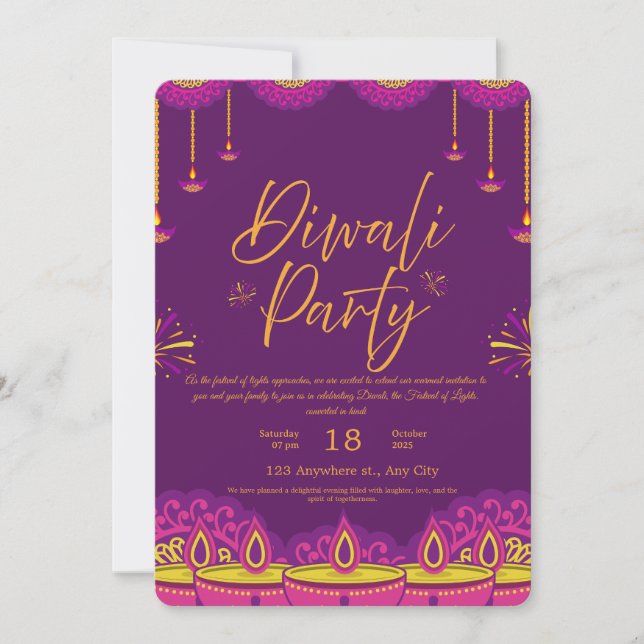 Bonne fête Diwali Invitation (Devant)