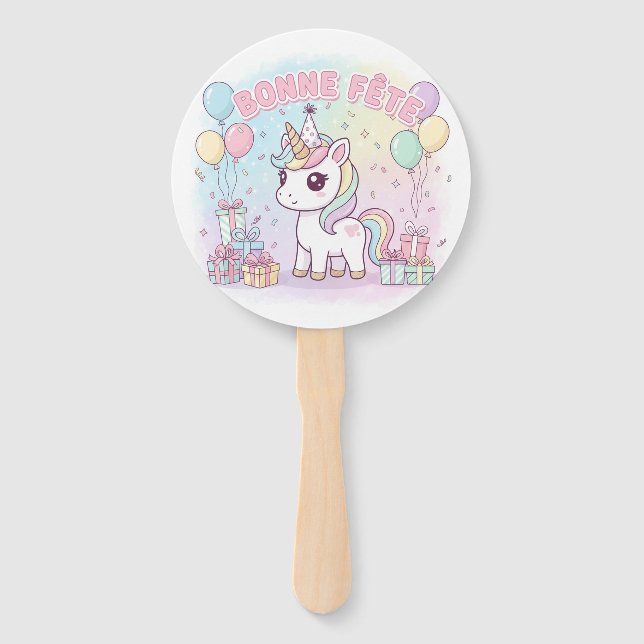 bonne fête licorne  fächer (Vorderseite)