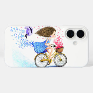 Bonne fille avec coque iphone de vélo