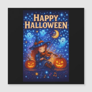 Bonne Halloween jolie carte magnétique sorcière mu