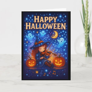 Bonne Halloween mignonne carte de voeux de sorcièr