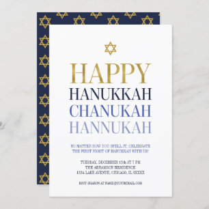 Bonne Hanoukka Chanukah Party Invitation Card