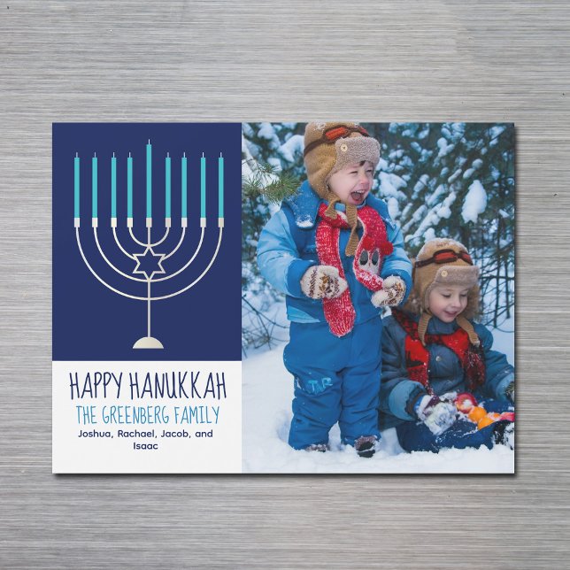 Bonne Hanoukka Famille Photo Menorah Magnet Card (Créateur téléchargé)