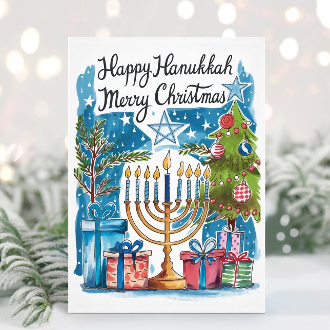 Bonne Hanoukka Joyeuse carte de Noël (Happy Hanukkah Merry Christmas Card)