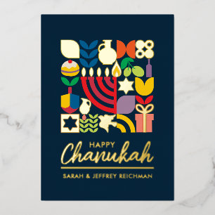 Bonne Hanoukka juive Greeting Foil Carte de vacanc
