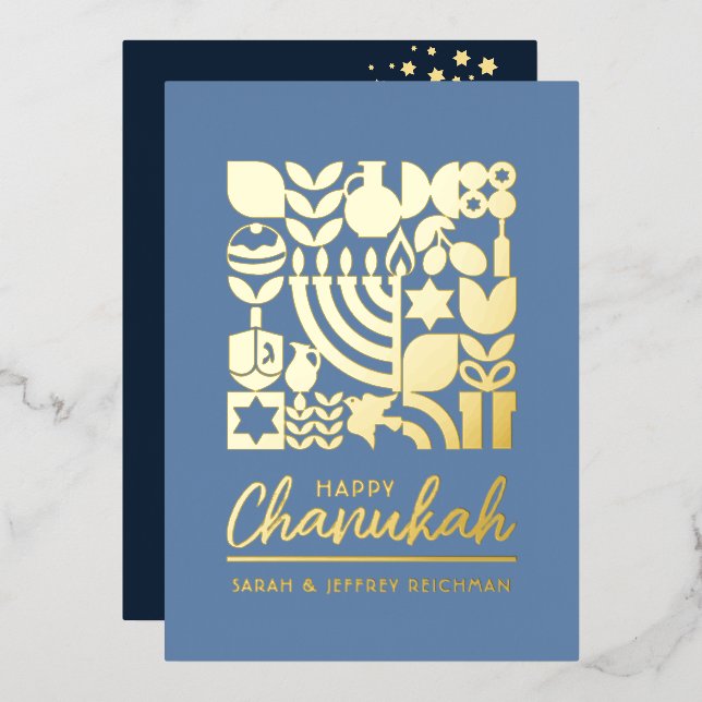 Bonne Hanoukka juive Greeting Foil Carte de vacanc (Recto/Verso)