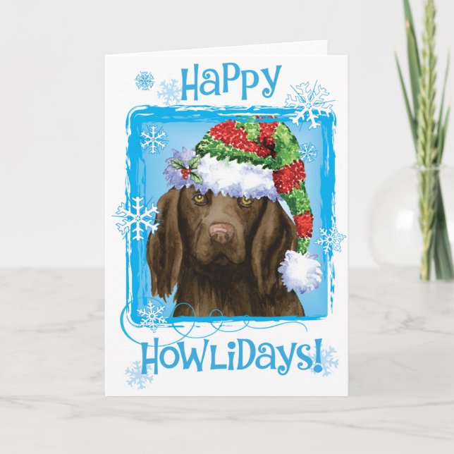 Bonne Howlidays Carte de vacances Retriever à revê (Devant)