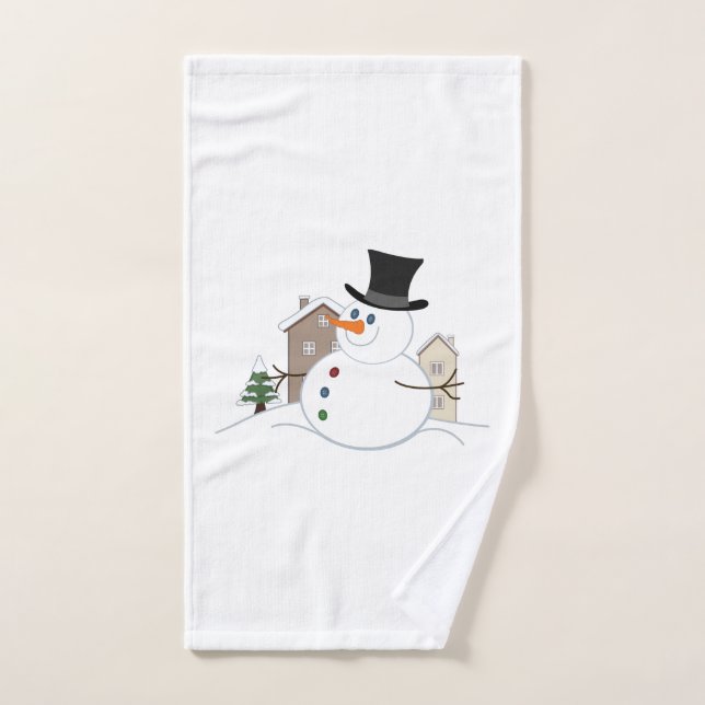 Bonne illustration de Noël Snowman (Serviette à main)