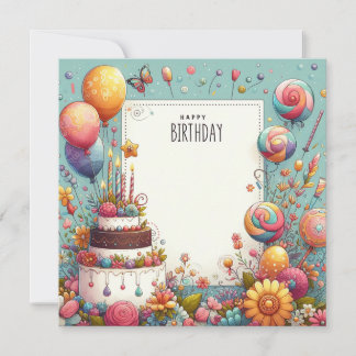 Bonne invitation à la fête d'anniversaire et carte
