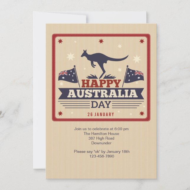 Bonne invitation à la fête nationale australienne (Devant)