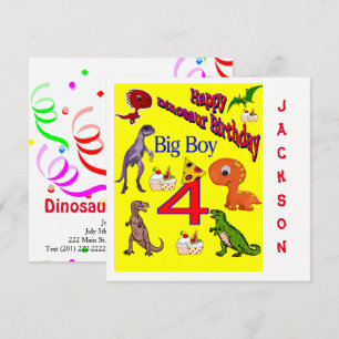 Bonne invitation carte d'anniversaire Dinosaur
