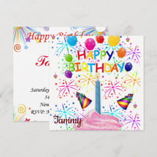 Bonne invitation carte d'anniversaire Pink Cupcake