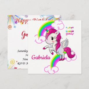 Bonne invitation carte d'anniversaire Unicorn