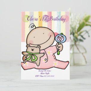 Bonne Invitation d'anniversaire Bébé fille