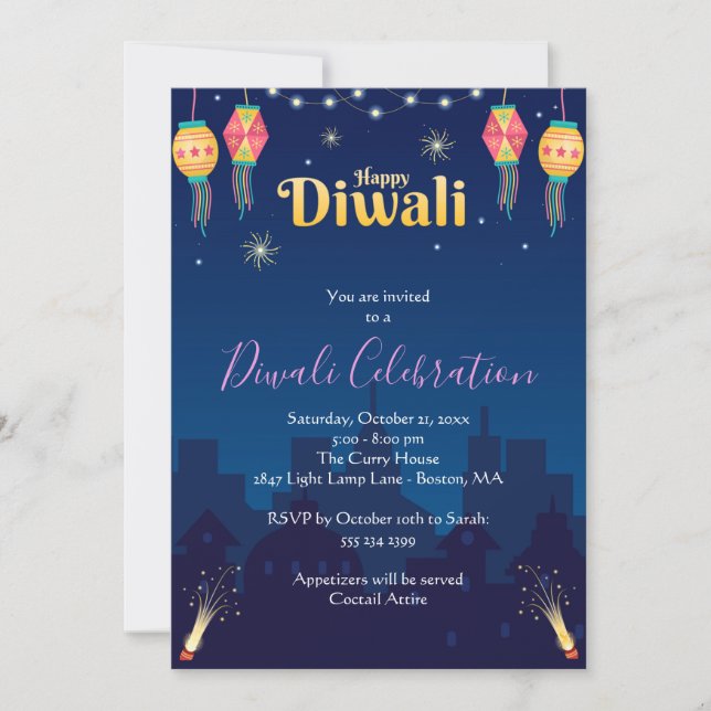 Bonne Invitation du Diwali Party (Devant)