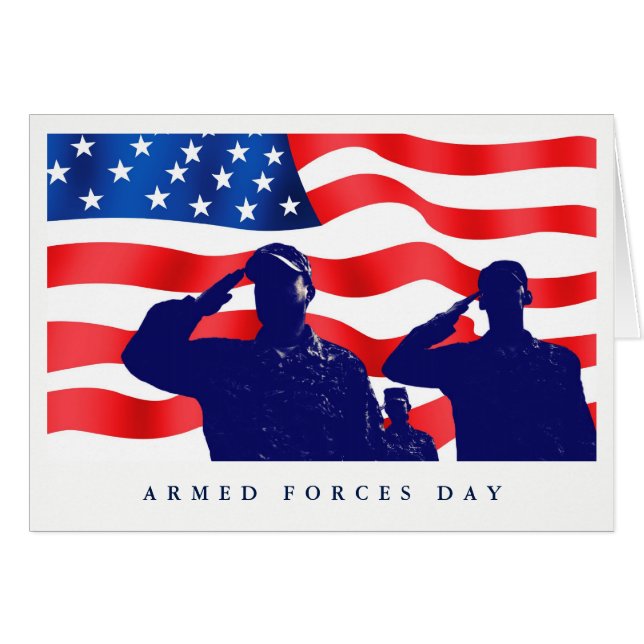 Bonne Journée des Forces Armées. Carte patriotique (Devant horizontal)