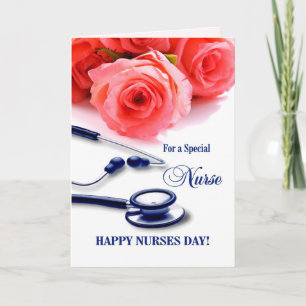 Bonne Journée des infirmières. Carte rose et Steth