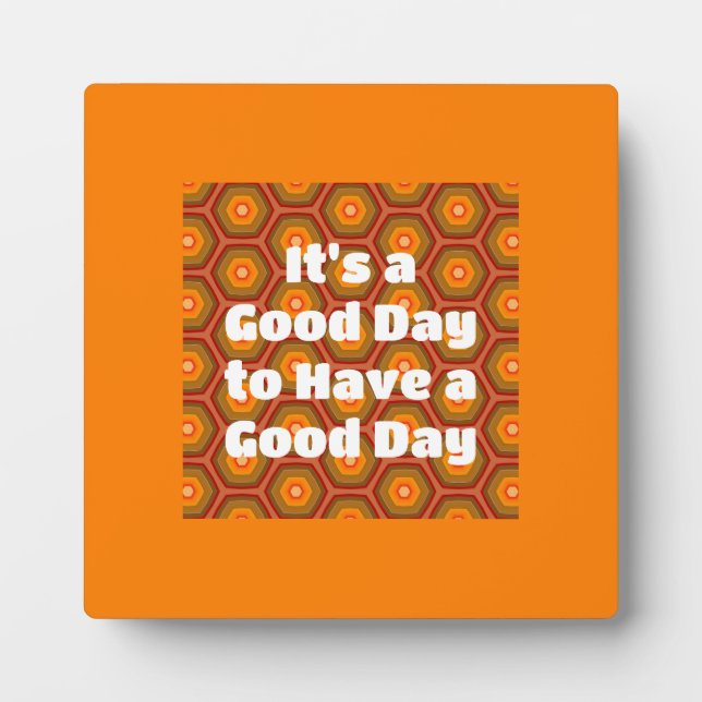 Bonne journée Orange Hexagon Motif Boho Plaque (Devant)