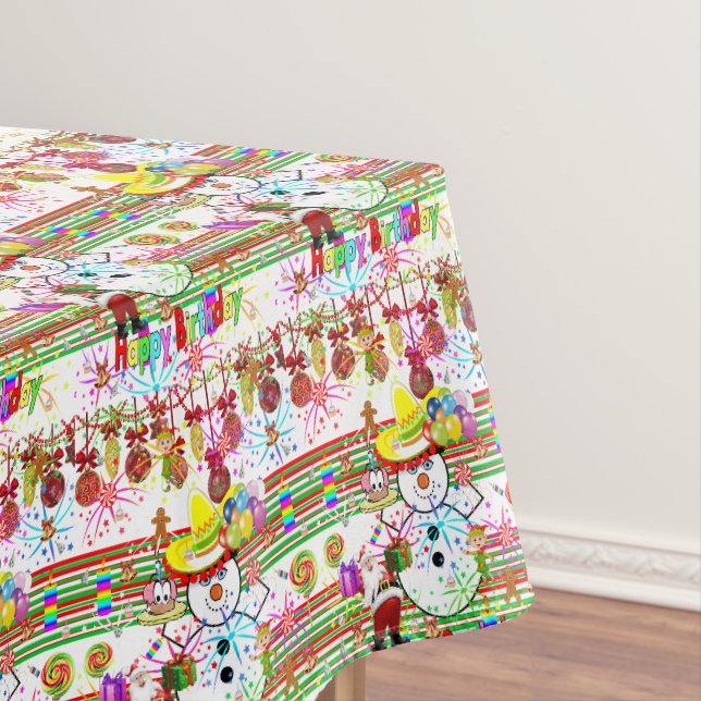 Bonne nappe d'anniversaire Snowman Santa Claus (In Situ)