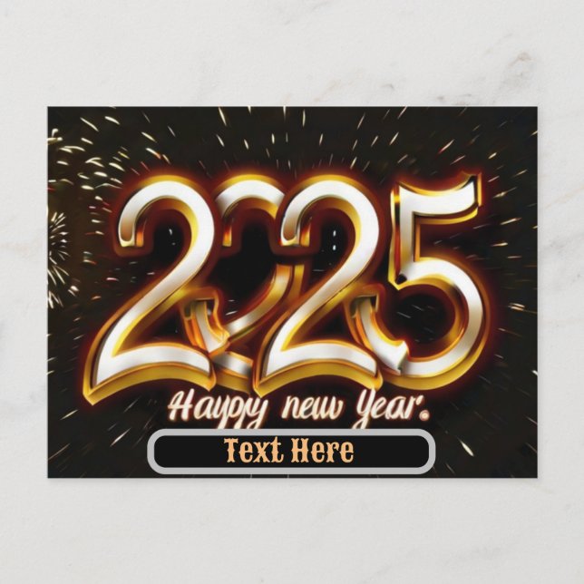 Bonne nouvelle année de typographie or carte cadea (Devant)