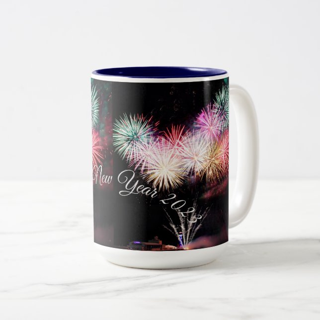 Bonne nouvelle année Mug à café à deux tons 2025 (Devant droit)