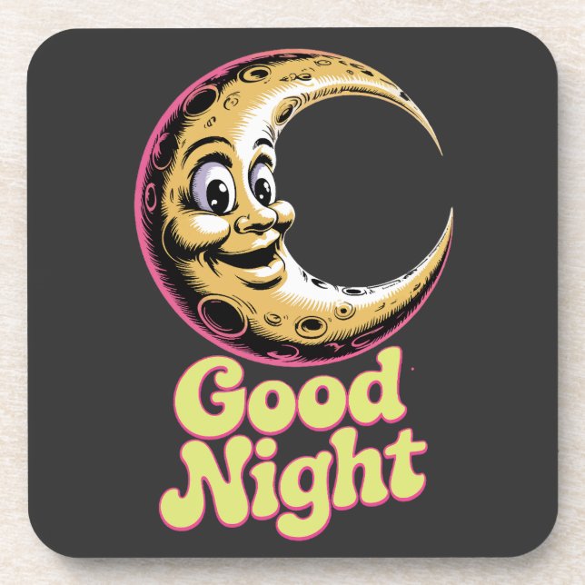 Bonne nuit Retro Moon Dessous de verre en plastiqu (Devant)