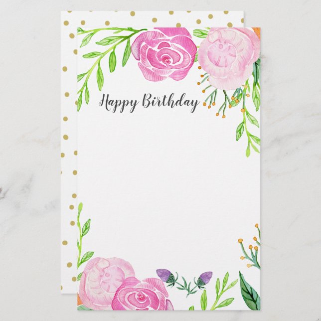 Bonne papeterie d'anniversaire (Devant / Derrière)