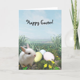 Bonne Pâques ! Carte lapin de Pâques et oeufs de P