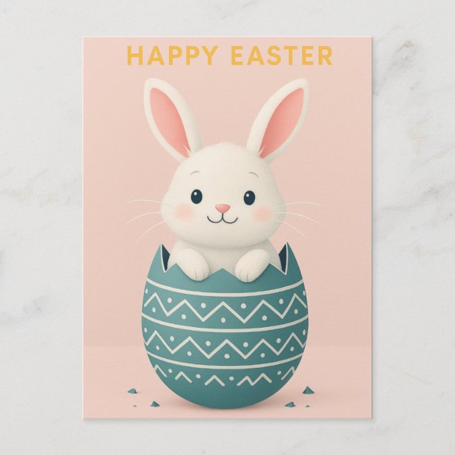 Bonne Pâques - Carte postale adorable Lapin de Pâq (Devant)