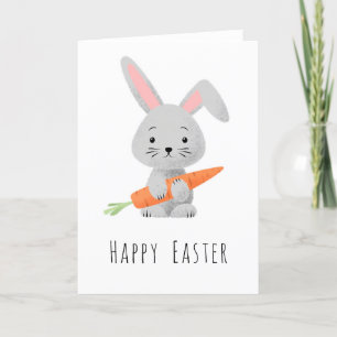 Bonne Pâques mignonne Bunny Carotte Plié Carte de 