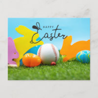 Bonne Pâques pour le joueur de baseball Carte post