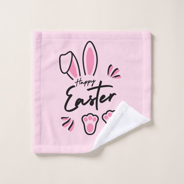 Bonne Pâques (rose) (Gant de toilette)