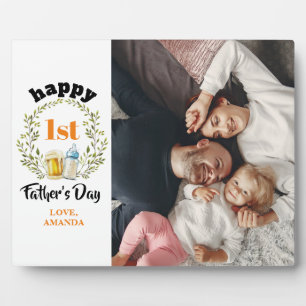 Bonne première Fête des pères orange Photo Plaque