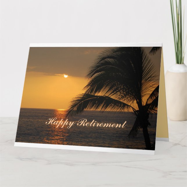 Bonne retraite Carte de coucher de soleil tropical (Devant)