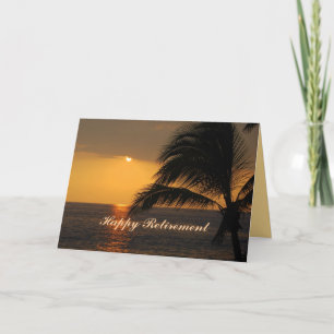 Bonne retraite Carte de coucher de soleil tropical