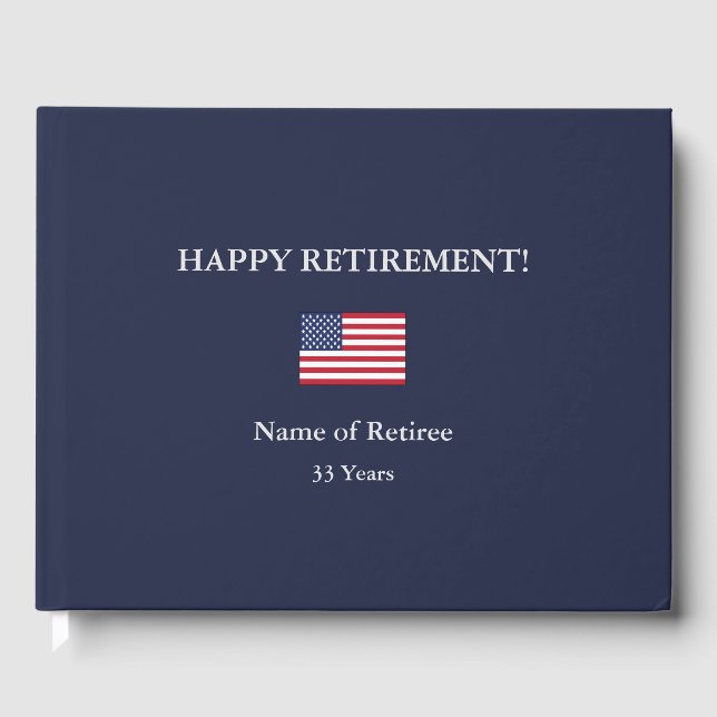 Bonne retraite États-Unis Drapeau Livre d'invités (Recto)
