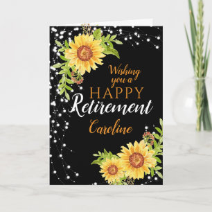 Bonne retraite Floral Sunflower Carte noire